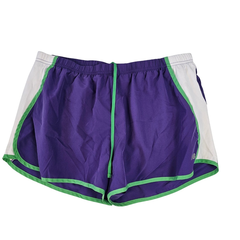 New Balance Womens XL Running‎ Shorts Purple White Green Athletic Gym Workout